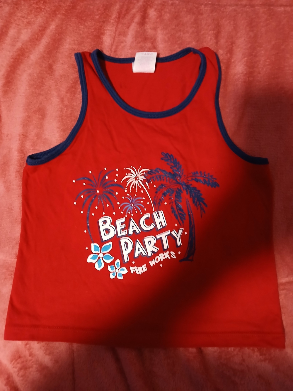 T-Shirt Connection Kids Beach Party Graphic Tank Top - Red